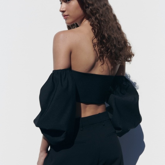 Zara limited edition balloon sleeves crop top you cannot miss - Picture 5 of 8